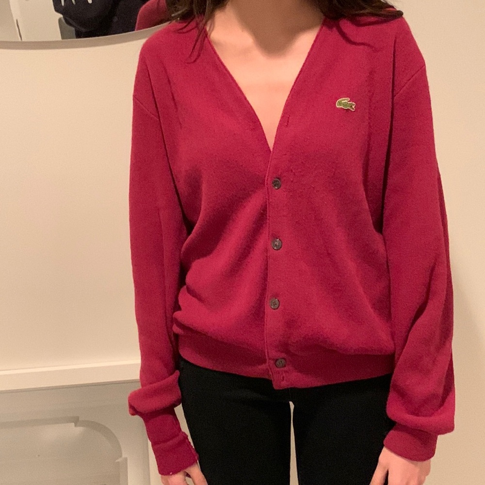 LACOSTE FUCHSIA CARDIGAN